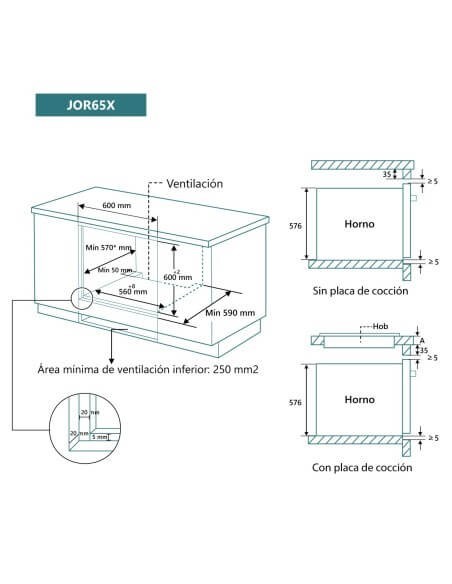 Horno Multifunción Inox con turbo y 8 Modos de Cocción